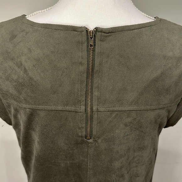 Xhilaration Faux Suede Cutout Dress Army Green with Back Zip Size Medium - Picture 4 of 7